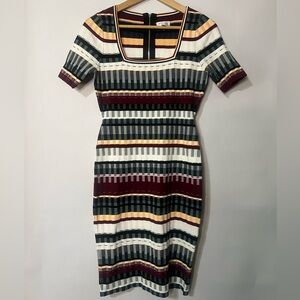 Milly Women’s Multicolor Textured Tech Striped Knit Mini Dress Size Small